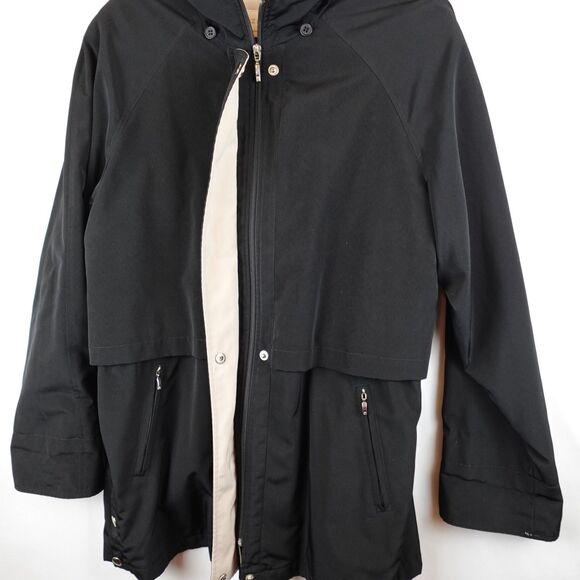 Liz Claiborne Raincoat Utility Jacket Women's Size Large Black Zip & Snap Fall - Picture 11 of 15